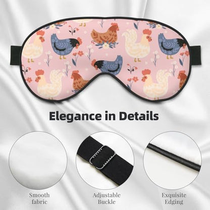 Sleep Mask Cute Chickens and Flowers Comfortable Eye Mask with Adjustable Strap Soft Eye Cover Blindfold for Travel Yoga Nap Shift Work - color: Cute Chickens and Flowers