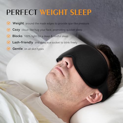 Weighted Eye Mask - 3D Contoured Sleep Masks for Women Men, Blackout Sleeping Eye Mask for Travel, Meditation, Airplane, Memory Foam, Adjustable Strap Pink Black - color: Black Pink