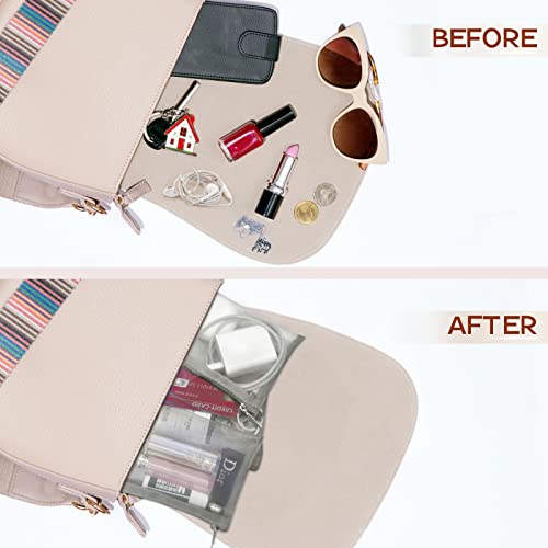 EASYFUN Small Zipper Pouch，6 Pieces Mini Mesh Pouch Coin Purse Portable Cosmetic Case Mesh Storage Bags with Key Kit Small Item Organizer,5 x 4 Inch - color: Grey