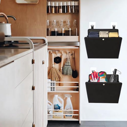 PUGPIU RV Camper Shoe Storage 2 Pack - Foldable Wall Mounted Shoe Rack Organizer - Self-Adhesive Rv Shoe Holder - Space Saving for Camper Essential Home Travel with Deep Pocket Fit 1 Pair Shoes, Black - size: 2