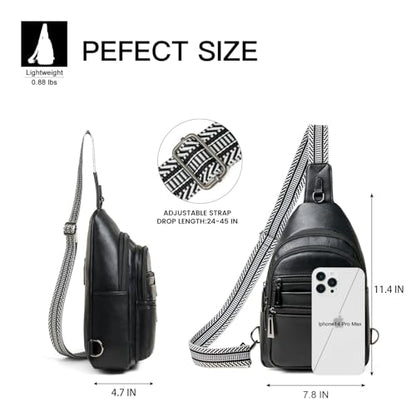 Leresas Sling Bag for Women Cross Body Bags Fanny Packs Over the Shoulder Bag Sling Backpack Vegan Leather Trendy Gifts Travel Handbag Black - color: Black