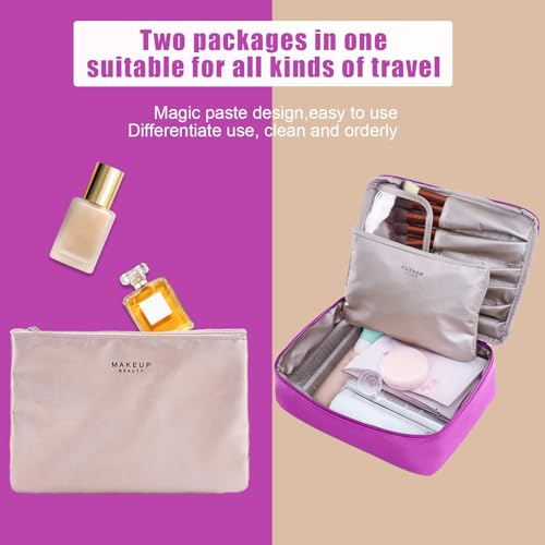 Queboom Travel Makeup Bag Cosmetic Bag Makeup Bag Toiletry bag for women and men (Deep purple) - color: Deep purple