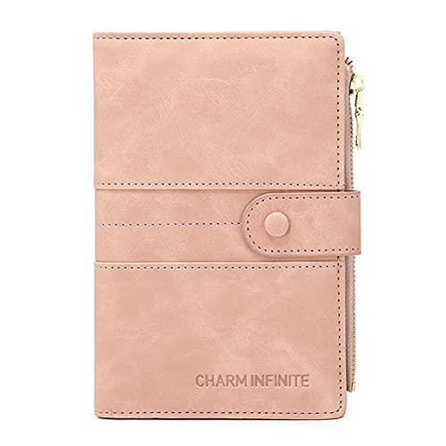 Mudono Passport and Card Holder for Women RFID Blocking Card Case Slim Travel Wallet Change Purse with Vaccine Card Slot - color: Pink