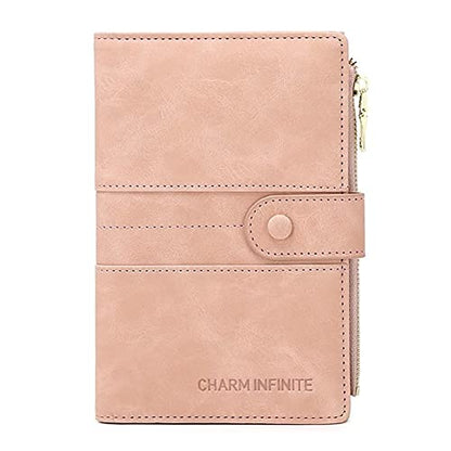 Mudono Passport and Card Holder for Women RFID Blocking Card Case Slim Travel Wallet Change Purse with Vaccine Card Slot - color: Pink