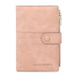 Mudono Passport and Card Holder for Women RFID Blocking Card Case Slim Travel Wallet Change Purse with Vaccine Card Slot - color: Pink
