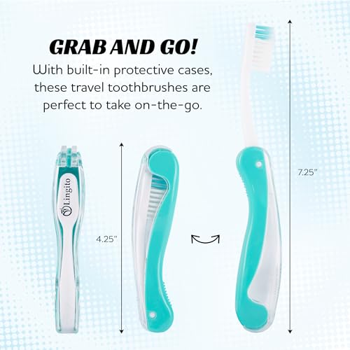 Lingito Travel Toothbrushes - Mini Toothbrush with Cover, Camping Toothbrush Kit (7 Pack Medium) - style: 7-Pack-Medium