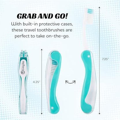 Lingito Travel Toothbrushes - Mini Toothbrush with Cover, Camping Toothbrush Kit (7 Pack Medium) - style: 7-Pack-Medium