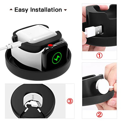 MoKo Storage Box Compatible with Apple Watch Series 11/10/9/8/7/6/5/4/3/2/1/SE3/SE2/SE, Portable Protective Travel Case for AirPods Pro 2/1/AirPods 3/2/1 Charging Case Holder Dock,GradientBluePurple - color: Gradient Blue Purple