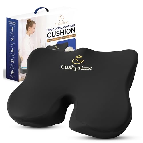 Seat Cushion for Chair, Memory Foam Seat Cushion for Tailbone Pain Relief- Ergonomic Support for Coccyx, Back & Butt- Office & Truck Ergonomic Chair Cushion, Black - color: Black