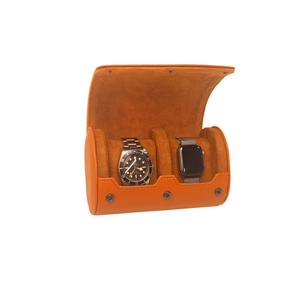 Mirage Watch Rolls - Espresso/Ivory Double Watch Case - Travel Gift Accessory for Men - color: BROWN