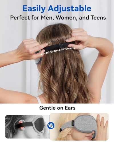 Weighted Eye Mask for Sleeping - 3D Blackout Sleep Mask for Women Men, Zero Eye Pressure, Lash-Friendly, Adjustable Strap, Airplane Travel Essentials for Long Flight & Road Trip, Meditation Mask(Gray) - color: Grey