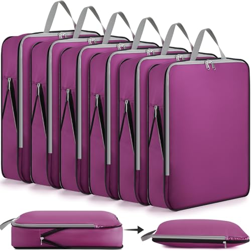 Hosuly 6 Pcs Large Ultralight Compression Packing Cubes for Travel 17.3 x 12.6'' XL Large Expandable Luggage Storage Organizers for Save Space Family Long Trips (Purple) - color: Purple, size: 17.3 x 12.6''
