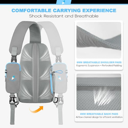 Seektop RFID Anti-Theft Crossbody Bag Sling Backpack for Women & Men, Casual Chest Daypack for Daily Travel - color: Gray