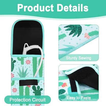Shappy 2 Pcs Heat Resistant Hair Tools Bag Curling Iron Travel Case Cover Neoprene Flat Iron Holder Travel Case and Silicone Mat Pouch for Hot Hair Tools Storage Organizer(Cactus Style) - style: Cactus Style