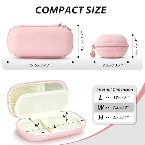 Double Glasses Case for Women Men, Dual Eyeglass Travel Organizer with Wristband - color: Pink