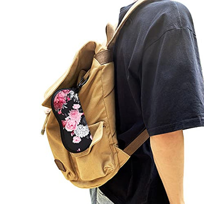 Sunglasses Soft Case with Carabiner Ultra Light Neoprene Zipper Glasses Case - color: Black Flower