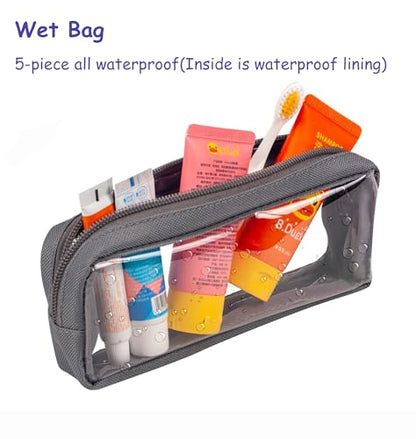 Remobia Hicol TSA Approved 5-Piece Diaper Bag Organizer Pouch Set Clear Waterproof TPU Kids Toiletry Storage Set Travel Packing Clutch Cube Bags for Baby Nursing (Grey) - color: Grey