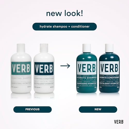 VERB Hydrate Shampoo + Conditioner Duo - Cleanses + Nourishes Dry + Frizzy Hair to Smooth + Reduce Frizz - Amber + Warm Jasmine Scent - size: 12 Fl Oz (Pack of 2)