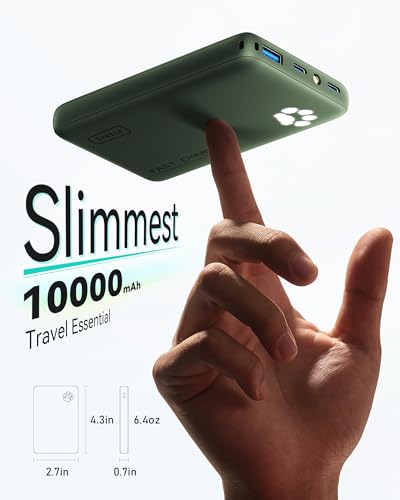 INIU 45W Fast Charging Portable Charger, 40% Smaller 10000mAh with Detachable Cable, Flight-Safe Travel Power Bank, USB C External Phone Battery Pack for Camping, ShortTrip, Travelers, Hikers, Green - color: Green