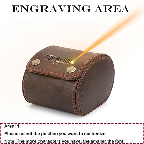 Personalized Custom Name Watch Case Roll Organizer, Genuine Leather Travel 1-Watche Case For Watch/Bracelet (03 Coffee) - color: 03 Coffee