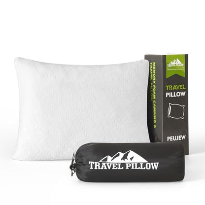 Small Shredded Memory Foam Pillow, Camping Pillow Travel Pillow - Compressible Medium Firm, Breathable Cover, Ideal Backpacking Hiking, Airplane and Car (Off-White, S) - color: Off-white, size: S-16 X 12 Inch