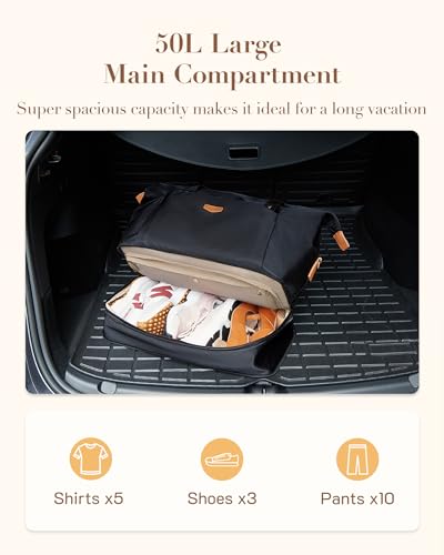 Missnine Weekender Bag for Women, Foldie Travel Bag Expandable with Shoes Compartment Travel Duffel 50L Carry on Overnight Gym - color: Black, size: Set (2 Pcs)