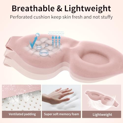 NEWVANGA Sleep Mask for Back and Side Sleeper, Block Out Light, Luxury Sleeping Eye Mask of 3D Night Blindfold, Zero Pressure Breathable Travel Eye Cover Pink - color: Luxury Pink