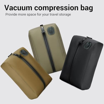 ITEFDTUTNE Travel Vacuum Bags with Built in Pump, 20L Rechargeable Folding Vacuum Storage Space Saver Bags Compression Packing for Clothes Comforters Luggage Travel (Khaki) - color: Khaki