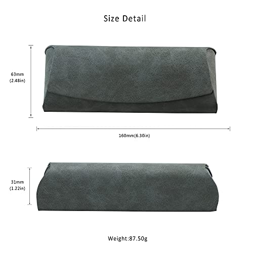LifeArt Eyeglass Case Hard Shell, Portable Sunglass Case for Women and Men, fashionable PU Leather Eyeglass Case, Lightweight - color: 643(grey)