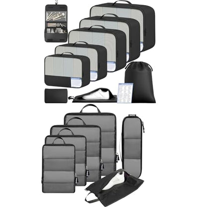 BAGAIL 9 Set Packing Cubes and 6 Set Ultralight Compression Packing Cubes