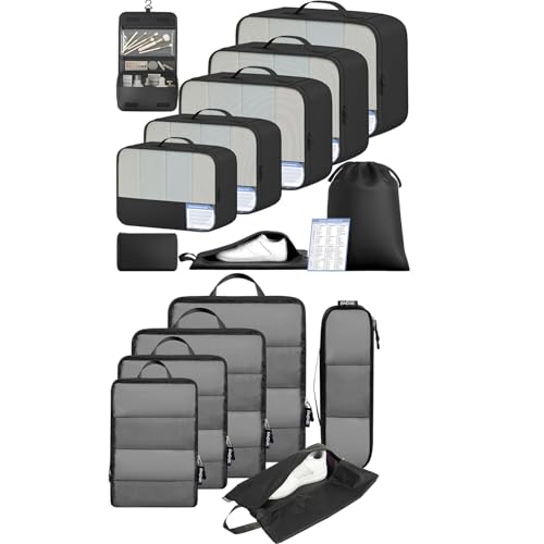 BAGAIL 9 Set Packing Cubes and 6 Set Ultralight Compression Packing Cubes