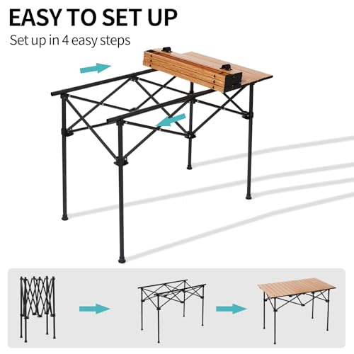 SHANQUAN Camping Table Roll up Table, Fold up Lightweight Compact, 2-4 Person Portable Roll up Aluminum Table with Carry Bag for Outdoor, Camping, Picnic, Backyards, BBQ - size: 37*22 inch