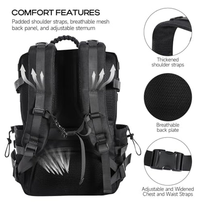 Tactical Backpack for Men, 35L Travel Military Backpack with Shoe Compartment, 1000D Water Resistant Molle Army Tactical Gear Assault Pack Bag Rucksack for Outdoor Survival Hiking Gym, Black - color: Black 35l