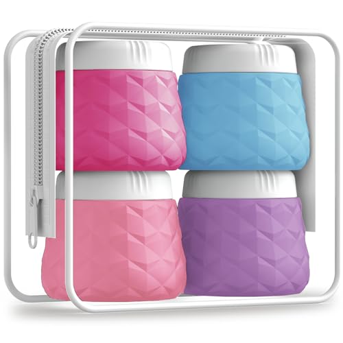 Silevoler Travel Size Containers for Toiletries, TSA Approved Travel Size Toiletries Silicone Cosmetic Cream Jars, Leak-Proof Refillable Containers W/Clear Bag (VIBRANT, 1.7OZ) - color: VIBRANT, size: 1.7OZ