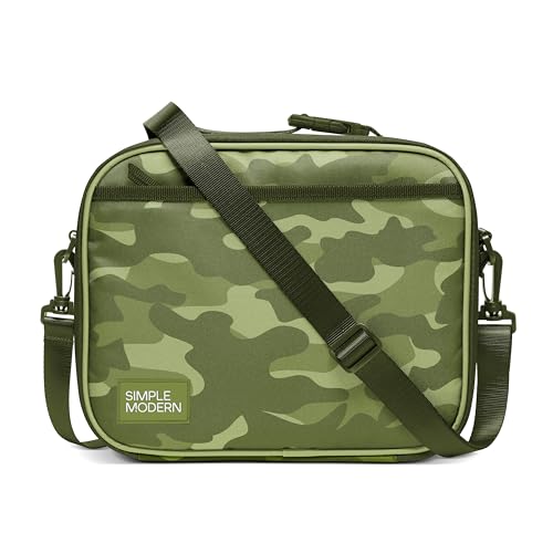 Simple Modern Hadley Lunch Box with Shoulder Strap | Kids & Adults | Insulated Bag with Pockets for Women, Men, Girls, Boys - color: Pattern: Green Camo