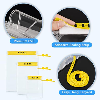 HEETA 5-Pack Clear Waterproof Dry Bag Pouch, Water Tight Cases Dry Bags Document Holder for Camera Mobile Phone Maps, Kayaking Boating - color: Yellow