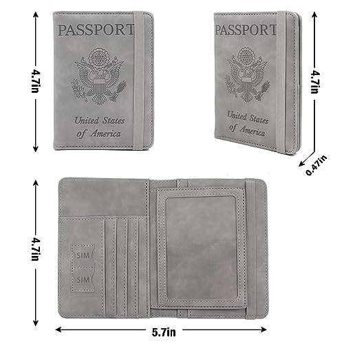 Melsbrinna RFID Passport Holder for Travel, Unisex Adults, Grey, PU Leather, RFID Protected, Passport Cover - color: Grey1