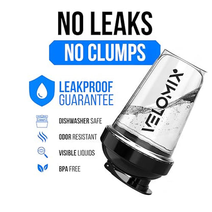 VELOMIX -2 Pack- 20 oz Protein Shaker Bottles for Protein Mixes - 2x Wire Whisk | Leak Proof Shaker Cups for Protein Shakes and Pre Workout | Protein Shaker Bottle Pack (Black/Transparent) - color: A1) Black / Transparent