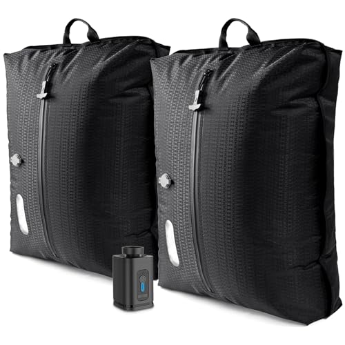 Travel Vacuum Bags with Pump–Electric Wireless Air Pump, Carry-on Size Vacuum bags for Travel, Double Layer for Luggage with IP67 Waterproof (2PC+Pump) - color: Carry-on Size 2PC+Pump