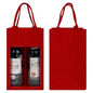 Felt 2-Compartment Wine Bottle Carrier Bag with Handle, Reusable Travel Wine Carry Bag (Red)
