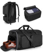 Smasrob 50L Convertible Garment Duffle Bag Backpack with Inner Removable Bag and Shoe Compartment, Travel Suit Bag for Business or Wedding Trips, Black