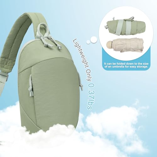 Small Sling Bag with RFID Blocking, Mini Fanny Pack for Women Men, Convertible Crossbody Anti Theft Chest Bag for Travel Hiking Running, Light Green - color: Light Green