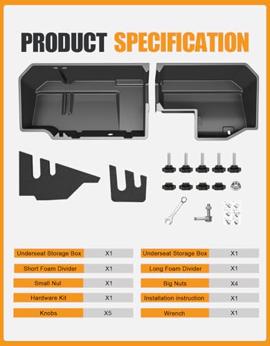 KINGGERI Under Seat Storage Boxes Compatible with 2019-2026 Chevy Chevrolet Silverado 1500/GMC Sierra 1500, 2020-2026 Silverado/Sierra 2500HD/3500HD | Double & Crew Cab Rear Underseat Organizer Box - size: 2019-2026 Chevy Silverado/GMC Sierra 1500