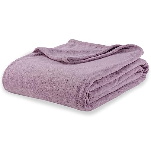 Berkshire Blanket Microfleece Queen Size Bed Blanket Lavender, Lightweight Soft Breathable Plush Micro Fleece Blanket for Bed Couch Sofa, 90x90 Inches - color: Lavender, size: Full/Queen