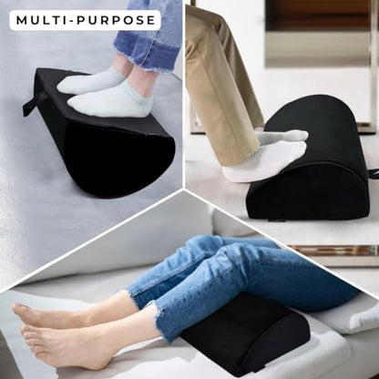 Friends of meditation Foot Rest for Office Chair | Foot Stool for Sofa | Ergonomic Foot Rest Under Table/Desk | Leg Resting Stool | Removable Cover | Black - color: Black