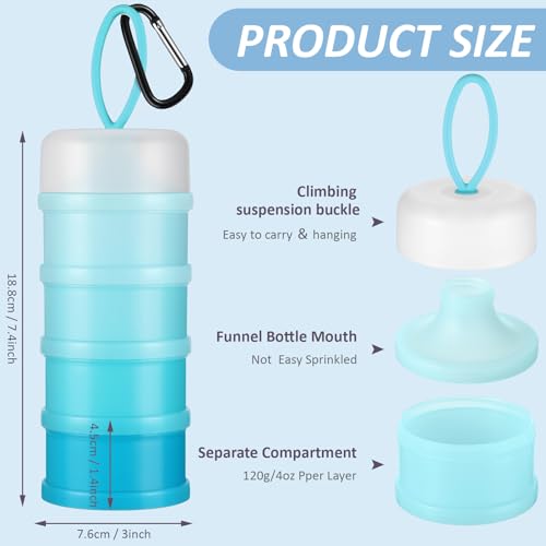 Baderke 2 Pcs Protein Powder Container with Funnels Stand, 4 Stackable Leakproof Protein Powder Dispenser, Portable Keychain Powder Container for Workout, Fitness, Travel(Blue) - color: Blue