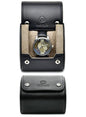 Leather Watch Roll Travel Case for Men – 1 Watch Holder Box - Full Grain Cowhide Leather - Sable Black - color: Saffiano Real Leather/Single watch case