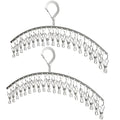 JDYOOMI 2 Pack Stainless Steel Laundry Drying Rack Windproof Clothes Hangers with 20 Clips for Drying Socks,Towels,Diapers,Bras,Baby Clothes,Underwear,Scarfs,Hats,Gloves - Upgraded Type