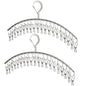 JDYOOMI 2 Pack Stainless Steel Laundry Drying Rack Windproof Clothes Hangers with 20 Clips for Drying Socks,Towels,Diapers,Bras,Baby Clothes,Underwear,Scarfs,Hats,Gloves - Upgraded Type