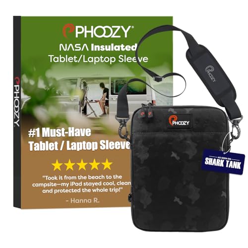PHOOZY Thermal Insulated Tablet/Laptop Case for iPad, MacBook Air, MacBook Pro & Similar Sized Tablets or Laptops up to 11" - Protection Against Heat, Cold, Drops and Water (Black Camo) - color: Black Camo, size: Up to 11"